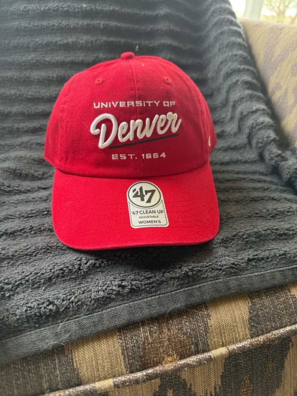 University of Denver 47 Red Sidney Clean Up Cap with White Embroidery